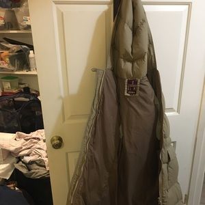 Womens J. Gallery Down puffy long tan coat